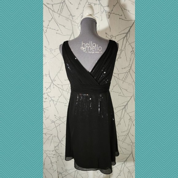 Ann Taylor NWT $289 Black Sequined Surplice Empire Waist Dress - Picture 5 of 6